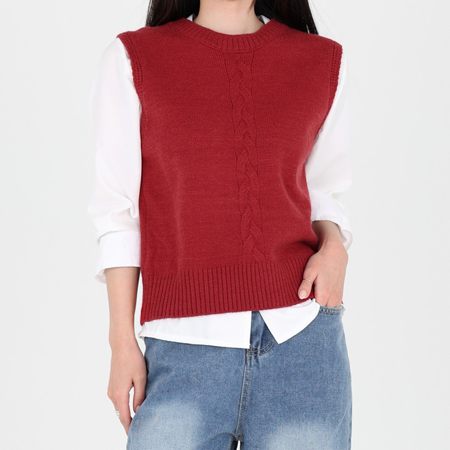 닷이프 여성용 위트 백 트임 니트 조끼 T24FW1-A1181