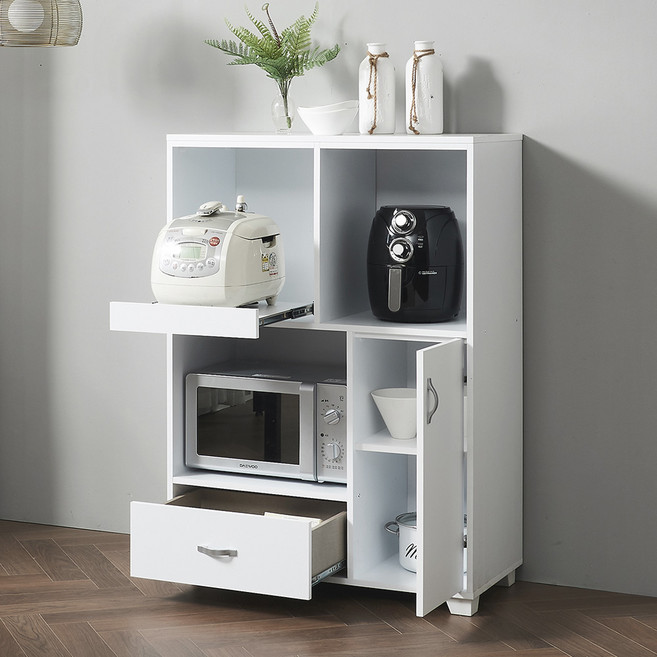 브루노 주방가전수납장 800 고객직접설치, 화이트, 3단