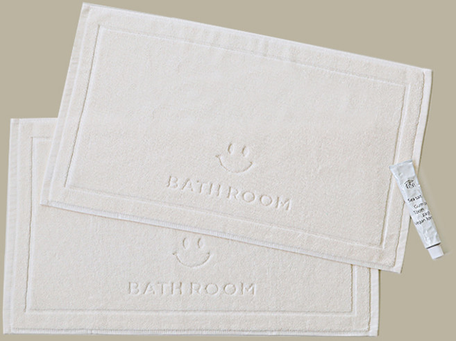 네이쳐리빙 호텔식 프리미엄 욕실 면발매트 2p, 크림바쓰