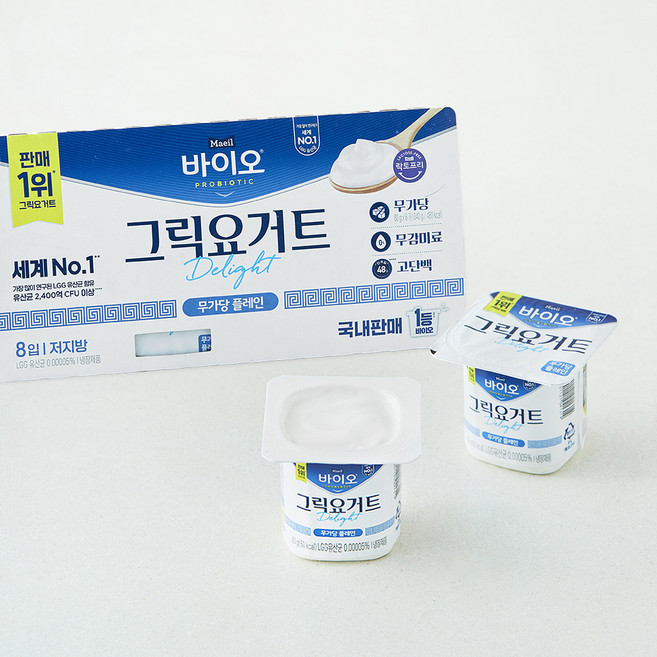 매일바이오 그릭요거트 무가당 Delight 플레인 8개입, 640g, 1개