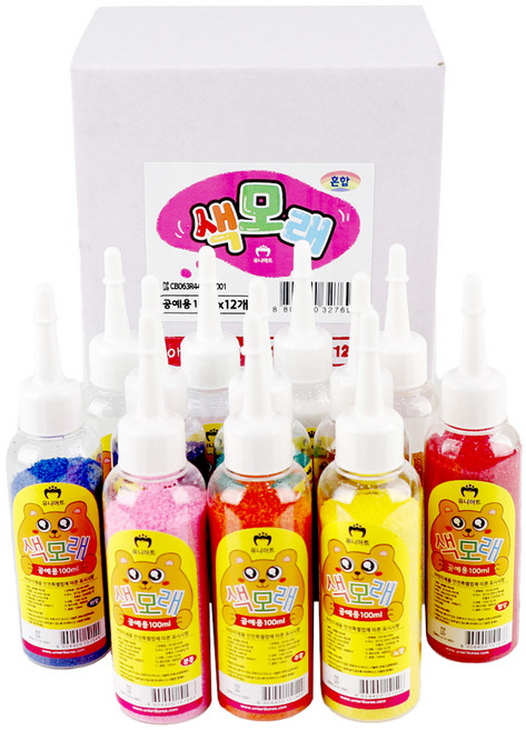 Uniart Korea 12色沙套組, 紅色 + 粉色 + 橙色 + 黃色 + 淺綠色 + 綠色 + 淺藍色 + 藍色 + 紫色 + 棕色 + 黑色 + 白色, 1個