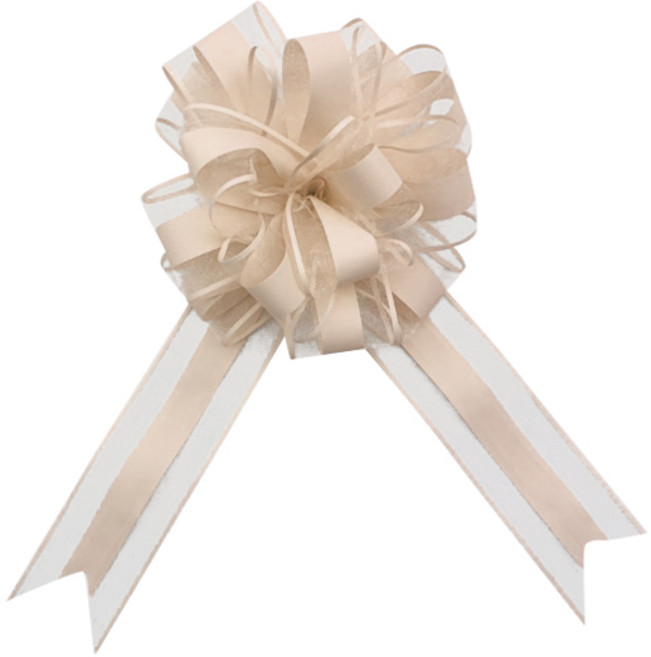 블럭마트 웨딩 자동차 핸들 장식 파티소품 수국 리본 매듭 10p, 베이지, 1세트