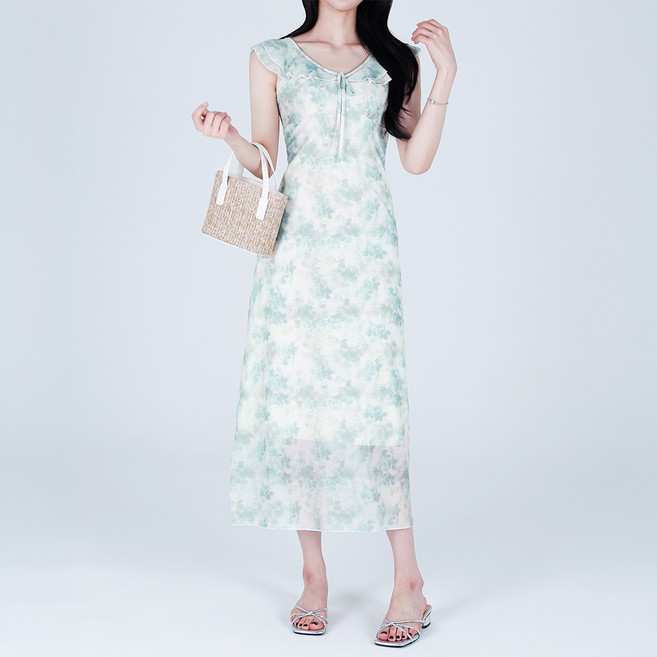 모이르벨라 여성용 플라워 숄더 롱 원피스 O263-0301