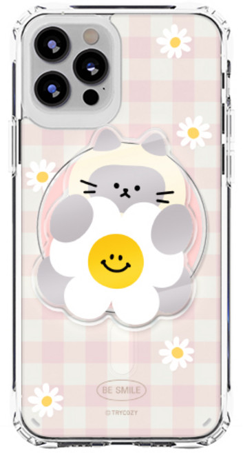 트라이코지 동물 데이지 체크 젤하드 케이스 + 마그네틱톡 세트