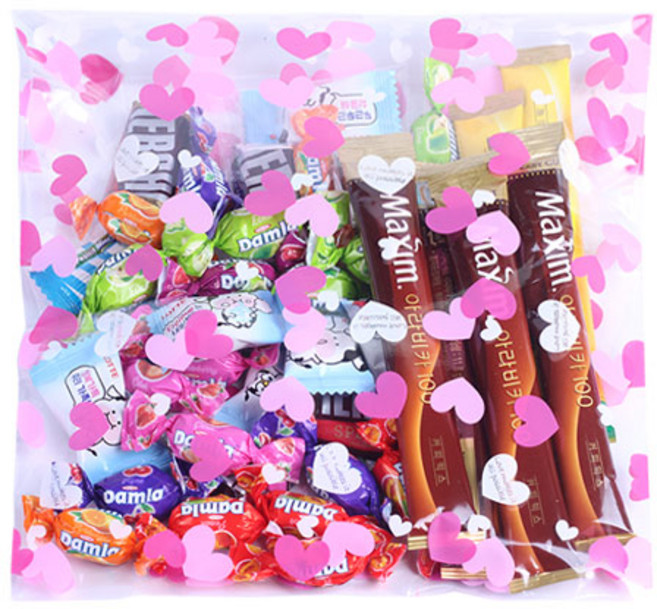 노크원 인쇄 OPP 접착 봉투, 동글하트, 50개