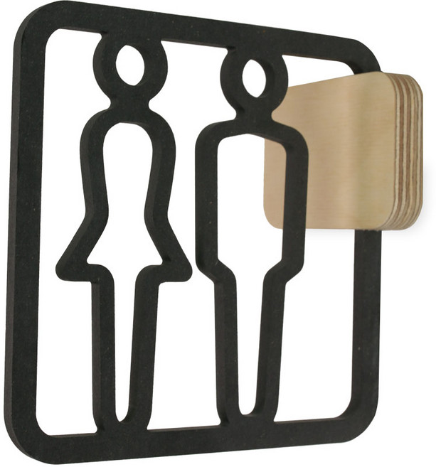 해피툴 파스텔 돌출 입체 화장실 표지판 블랙, 남, 여, 1개