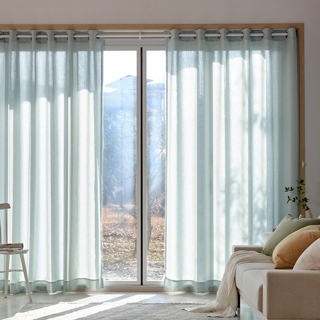 모던하우스 린넨스타일 아일렛형 긴창문커튼 2p