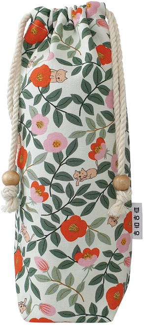 파우마우 보틀 파우치 500ml, 꽃숨냥 화이트, 1개