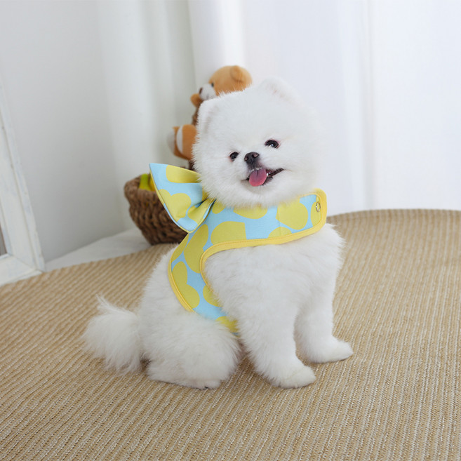 에이미러브즈펫 강아지 왕리본 하네스, 하트옐로우, 1개