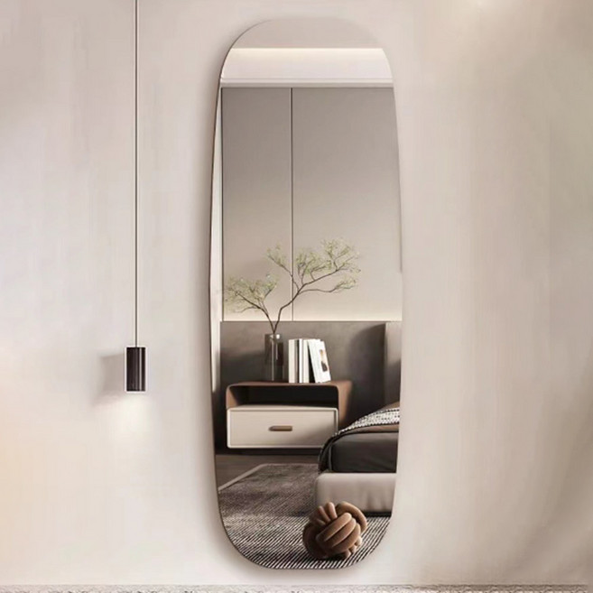 마켓플랜 핏팅 부착식 투명 전신거울, 라운드형