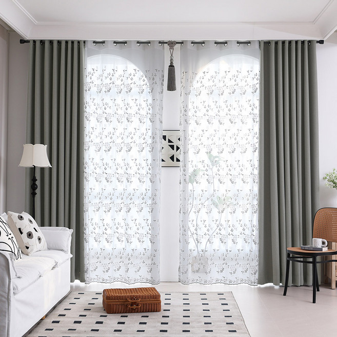 지나송 플레르 형상기억 방한 암막커튼 + 봉 세트