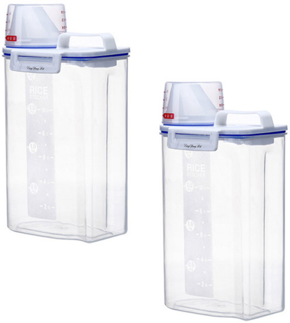 딩동펫 강력밀폐 사료보관통, 투명, 2.5L, 2개