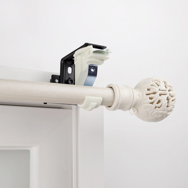 창안애 못없이 설치하는 커튼봉 안뚫어고리 세트 이지홀더 블랙 + 커튼봉, 블랙(홀더), 아이보리(커튼봉)