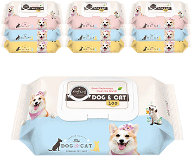자연처럼 도그앤캣 반려동물 물티슈 랜덤 발송, 100개입, 10개