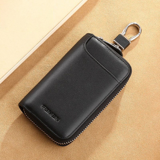 Ez2mk 大容量多功能防刮錢包鑰匙包, 黑色, MS-750