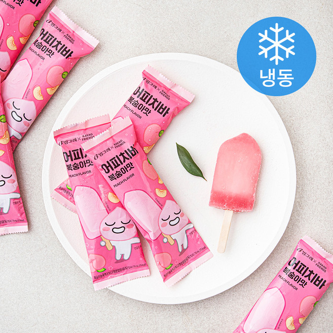빙그레 카카오 어피치바 복숭아맛 아이스크림 (냉동), 70ml, 1개입, 8개