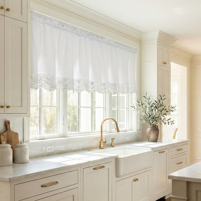 다하임 쉬폰 레이스 바란스 주방커튼