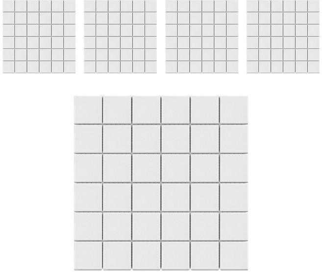 모네스페스 자기질 모자이크타일 48mm, 화이트 무광, 5개