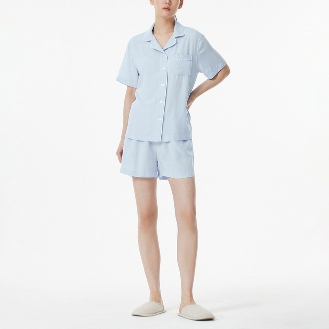 JAJU 女款人造絲彩色三分睡衣套裝