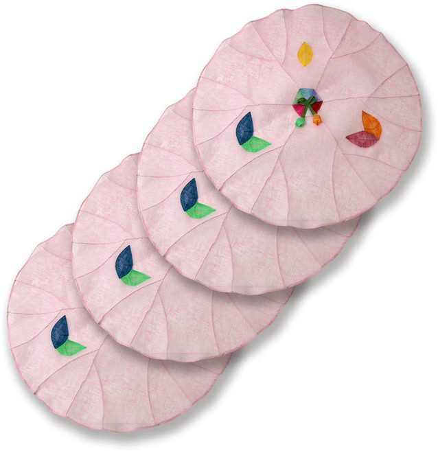 해피툴 나뭇잎 모시 조각 밥상보 인디핑크, 4개