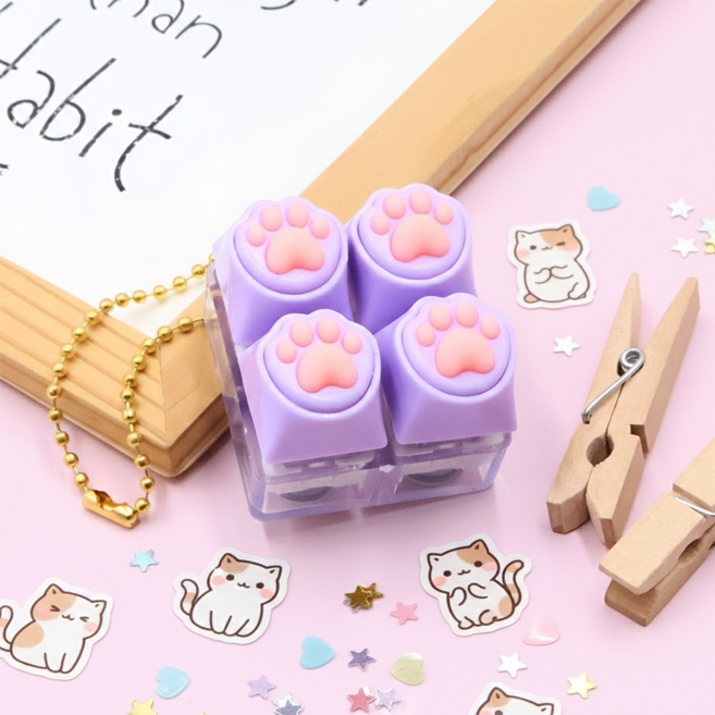 비단길 냥발 LED 클리커 키보드 4구 키캡 키링