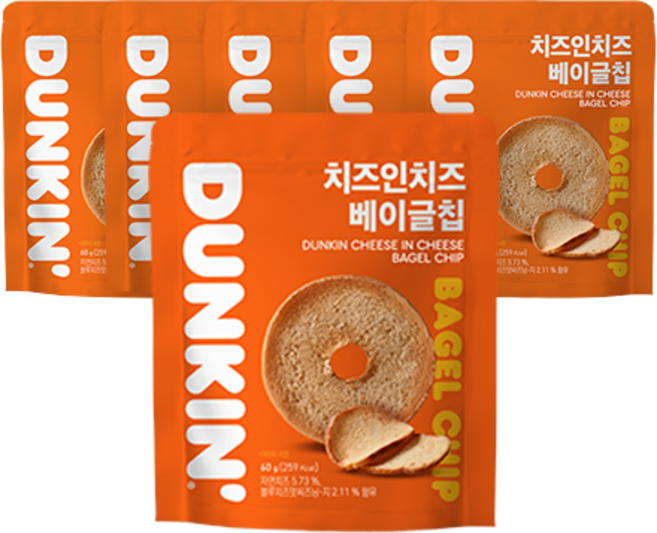 던킨도너츠 치즈인치즈 베이글칩, 60g, 6개