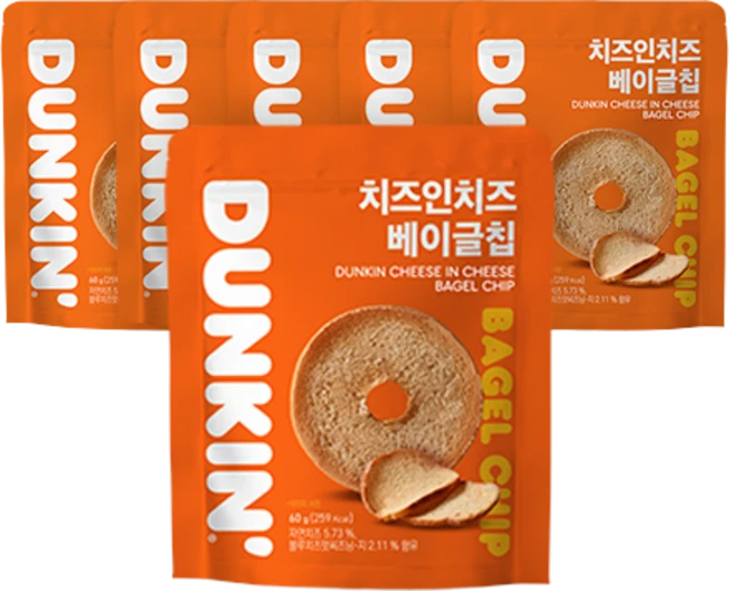 던킨 치즈인치즈 베이글칩, 60g, 6개 - 쿠팡