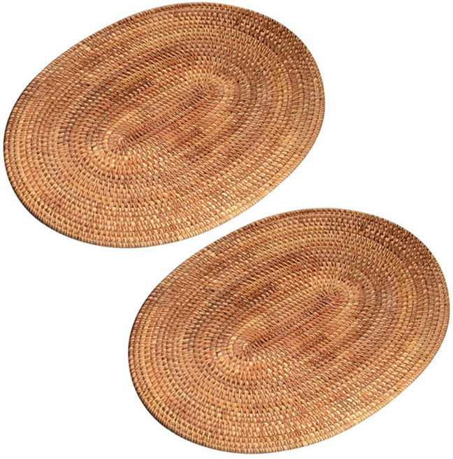 라탄 타원형 매트 2p, 40 x 30 cm, 2개