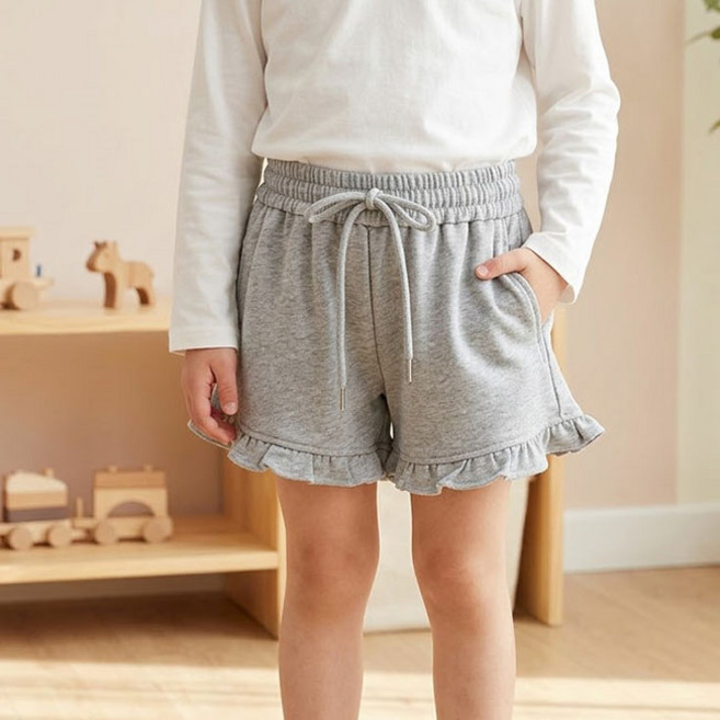 유블리 면프랑 프릴 밴딩 트레이닝 쇼츠