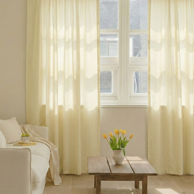 바자르 내추럴소프트 스트라이프 가리개커튼 긴창형