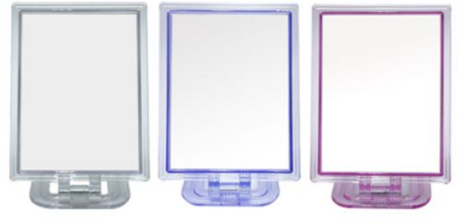 인파우치 신사각 거울 3종 세트, 화이트 + 블루 + 핑크