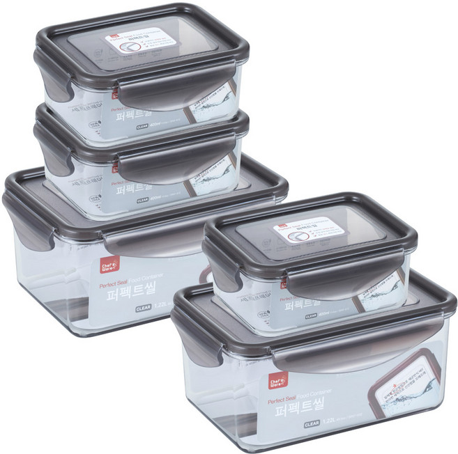 셰프웨어 퍼펙트씰 트라이탄 밀폐용기 세트, 1세트, 400ml(3P) + 1220ml(2P)