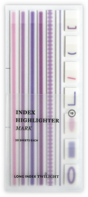 아이코닉 인덱스 롱 하이라이터 Mark 독서 플래그 밑줄 테이프 13 TWILIGHT, 20개입, 1개