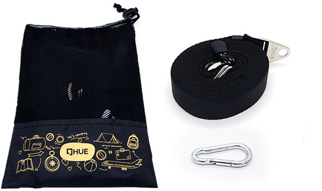 휴캠핑 타프 연장 웨빙 + 파우치, 블랙