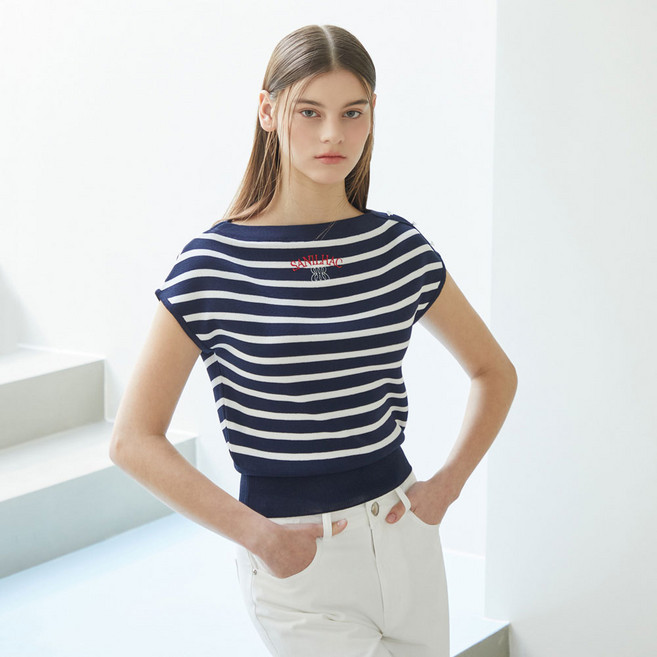 에고이스트 여성용 스트라이프 보트넥 마린 풀오버 ER2BO406