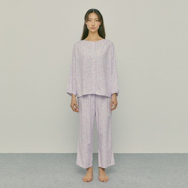 애니바디 여성용 벌룬 플라워 8부 파자마 상하 세트