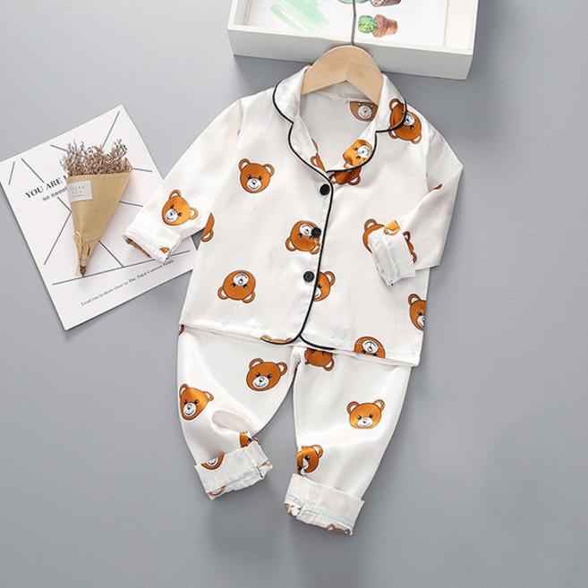 조이멀티 엠케이 테디골드 실크 파자마 긴팔 상의 + 하의 세트