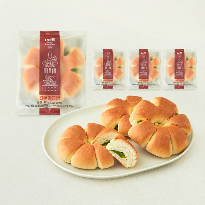 디엔비 완두앙금빵, 85g, 4개, 1개입