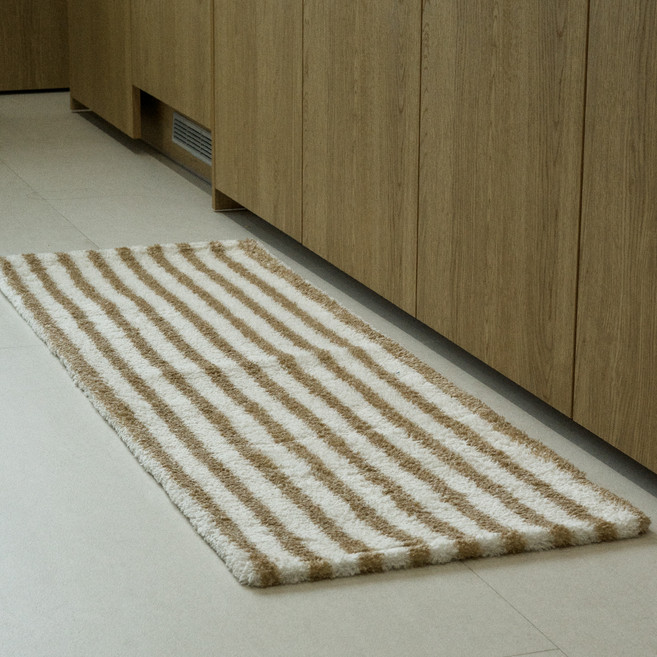 인룸 세일러 스트라이프 소프트 주방 발매트, 베이지