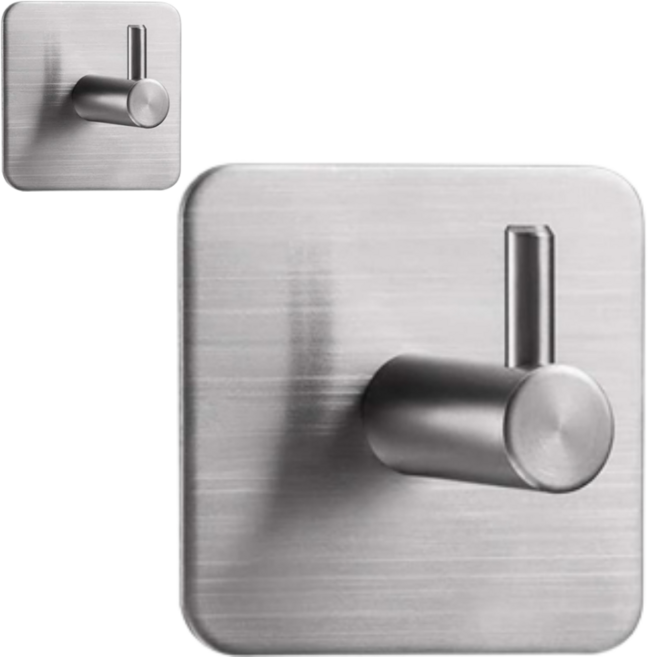 리빙홈디테일 강력 접착식 스테인레스 후크걸이, 실버, 2개