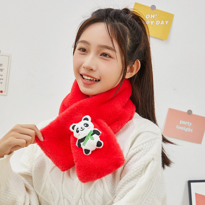 욜로라이프 팬더 포인트 겨울 방한 털 목도리