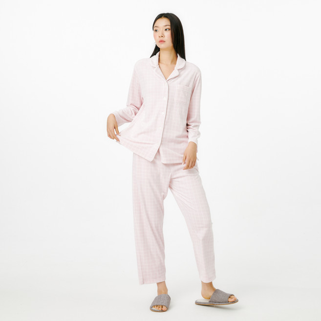 JAJU (JAJU) 女款貂絨格紋睡衣上下套裝