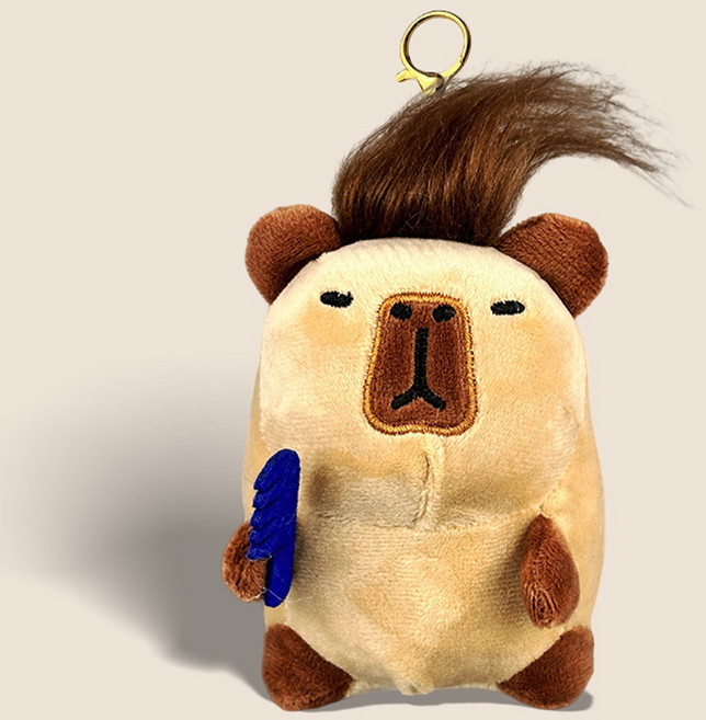 다다랜드 선남선녀 카피바라 머리카락 인형 백꾸 가방 키링, 12cm, 브라운, 1개