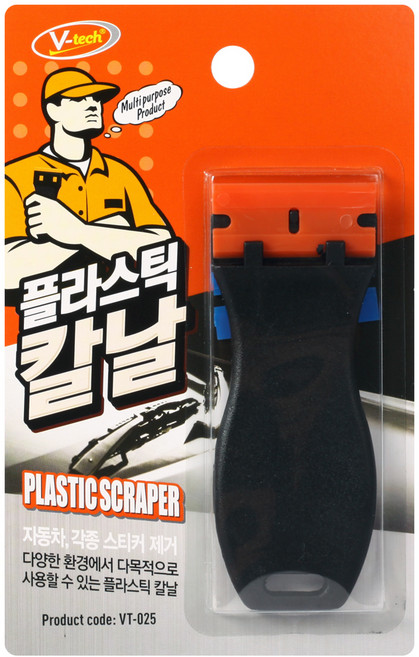 Vtech 플라스틱 칼날 스크래퍼 교체용 단면 양면 VT-025, 블랙, 3개