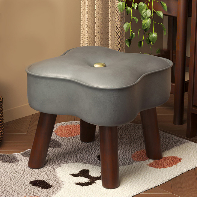 순잠 신발 갈아신는 원목 소프트 낮은 스툴 의자 클로버 30 x 30 x 26 cm, 그레이, 1개