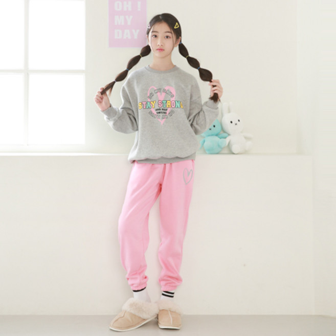 나나주니 여아용 스테이하트 보온 상하의 세트