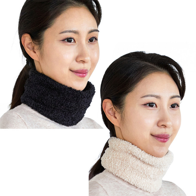 루매스 숏 넥워머 2종 세트, 블랙, 베이지, 1세트