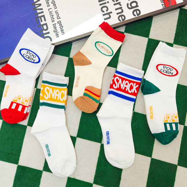 키즈퓨처 비비드 캐주얼 팝앤버거 양말 5켤레 세트