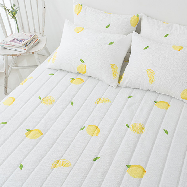 로제프 시원한 시어서커 밴딩 이불패드, 레몬