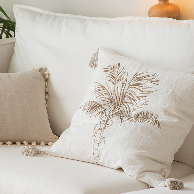 엘레나하임 리조트 쿠션 시리즈 팜트리 자수 쿠션 커버